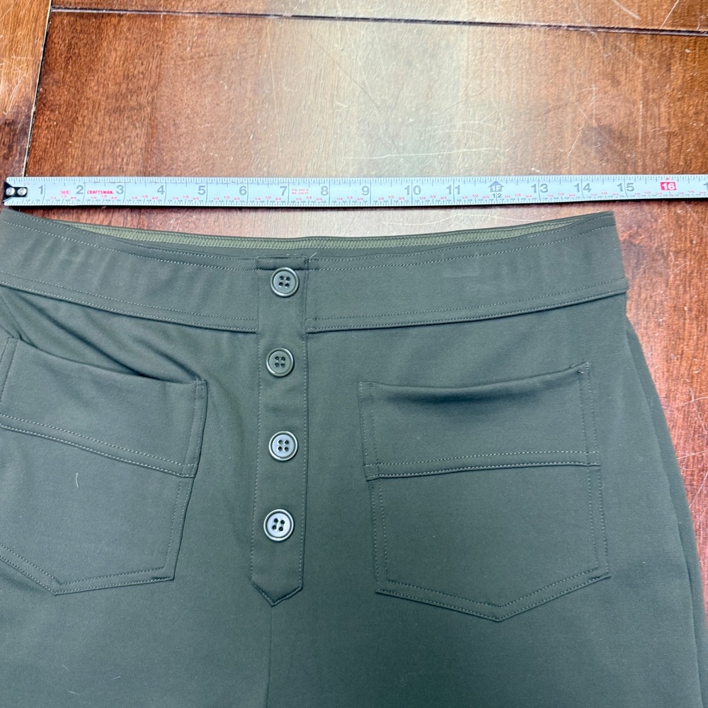 Halara Daystretch Wide Leg Pants Women M Tall Green High Waisted Button Detail - Picture 4 of 10
